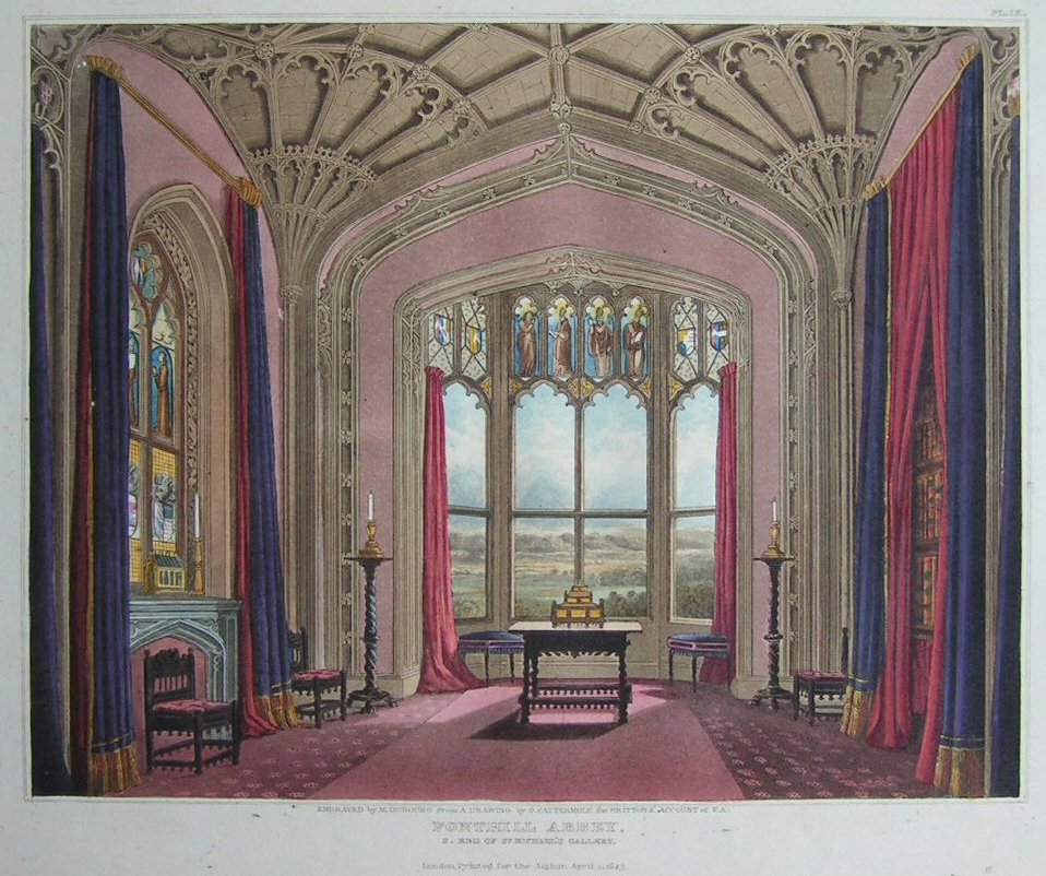 Aquatint - Fonthill Abbey. S.End of St.Michael's Gallery